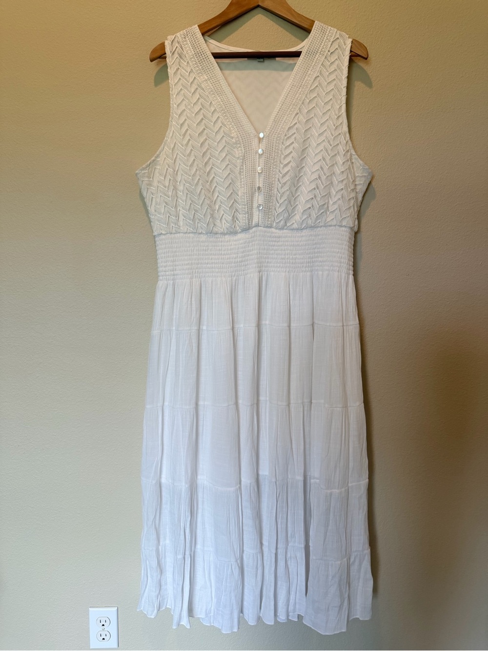 J Gee White Crochet Lace Tiered Maxi Dress Size 3X #0170